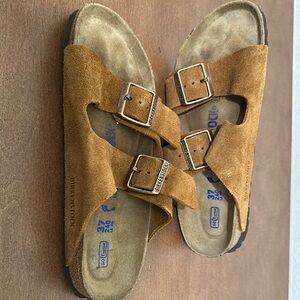 Birkenstock Tan Suede Buckle Sandals